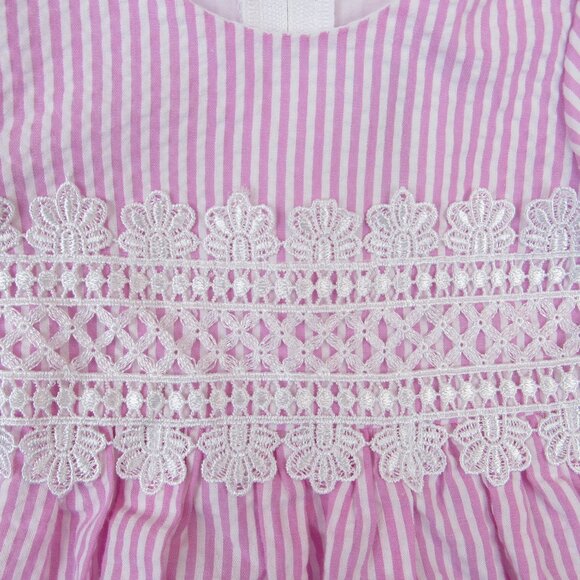 Rare Editions Baby Girl Dress Size 3-6 Months Seersucker Pink & White Striped - Picture 2 of 9
